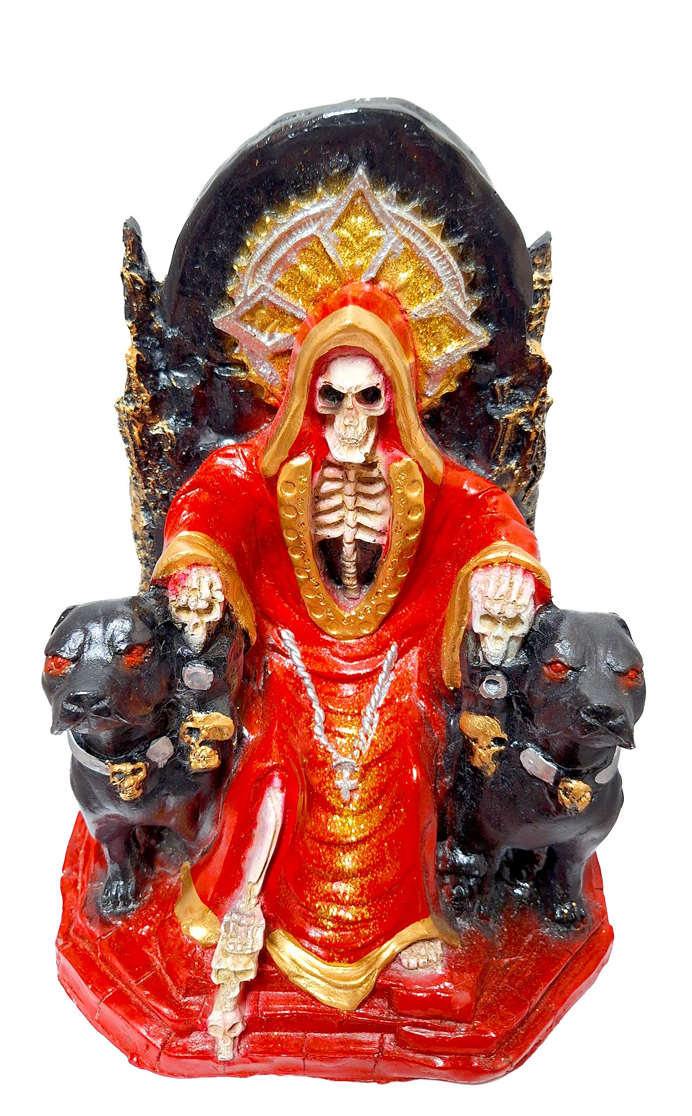Muerte Sentada Trono 2 Perros 30 Cm