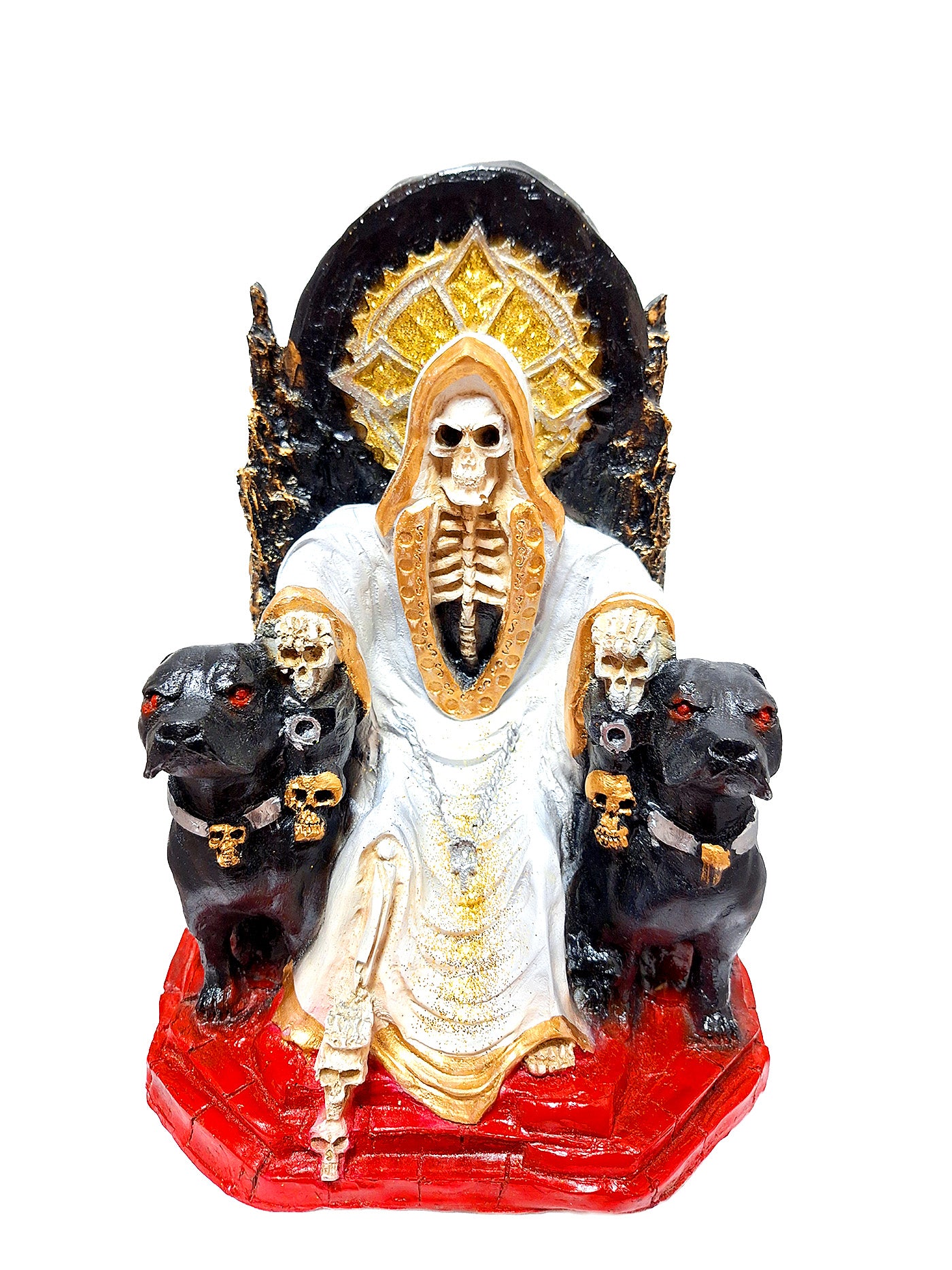Muerte Sentada Trono 2 Perros 30 Cm